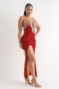 DRIP SEQUINS DRESS - RED - SohoGirl.com