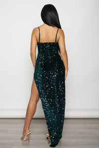 Mesh Corset Sequin Maxi Dress - Emerald - SohoGirl.com