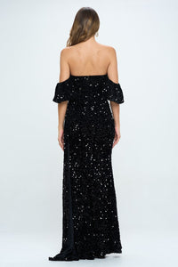 SWEET VELVET SEQUIN MAXI DRESS - BLACK - SohoGirl.com