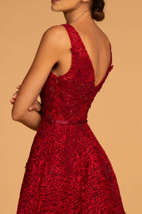 Elizabeth K GL2566 Sleeveless Lace Gown - Burgundy - SohoGirl.com
