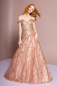 Elizabeth K GL2620 Mesh Glitter Beaded Sweetheart Dress - Dusty Rose - SohoGirl.com
