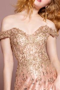 Elizabeth K GL2620 Mesh Glitter Beaded Sweetheart Dress - Dusty Rose - SohoGirl.com