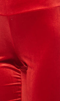 Red High Waisted Velvet Leggings (Plus Sizes Available) - SohoGirl.com