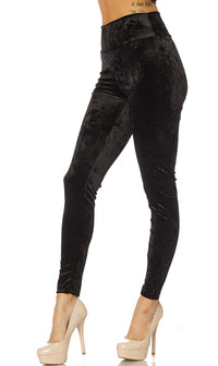 Black Crushed Velvet High Waisted Leggings (Plus Sizes Available) - SohoGirl.com