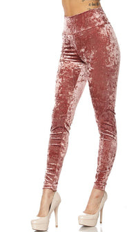 Pink Crushed Velvet High Waisted Leggings (Plus Sizes Available) - SohoGirl.com