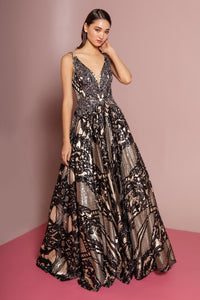 Elizabeth K GL2538 Sequin and Beads Embellished Dress - Black - SohoGirl.com