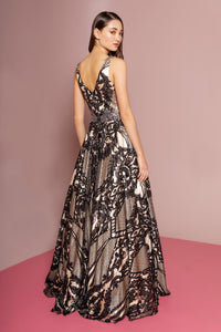 Elizabeth K GL2538 Sequin and Beads Embellished Dress - Black - SohoGirl.com