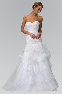 Elizabeth K GL1032 Trumpet Sweetheart Ruffle Wedding Dress in White - SohoGirl.com