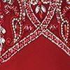 Elizabeth K GL1302P High Neck Bead Embellished Keyhole Back Full Length Gown in Dark Red - SohoGirl.com