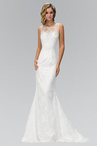 Elizabeth K GL1346 Trumpet Line Wedding Dress with V-Shape Back In Ivory - SohoGirl.com