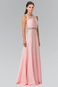 Elizabeth K GL1460 Floor Length Sleeveless Lace Dress in Blush - SohoGirl.com