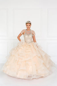Elizabeth K GL1552 Sweetheart Ball Gown Dress in Champagne - SohoGirl.com
