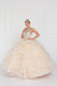 Elizabeth K GL1552 Sweetheart Ball Gown Dress in Champagne - SohoGirl.com