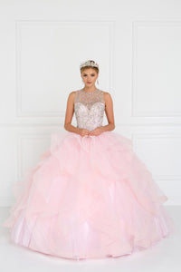 Elizabeth K GL1553 Tulle Cut-Out Back Dress with Bolero in Pink - SohoGirl.com