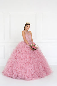 Elizabeth K GL1554 Organza Illusion Sweetheart Dress in Deep Rose - SohoGirl.com