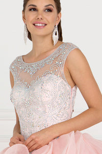 Elizabeth K GL1555 Tulle Cut-Out Back Dress in Blush - SohoGirl.com