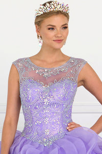 Elizabeth K GL1555 Tulle Cut-Out Back Dress in Lilac - SohoGirl.com