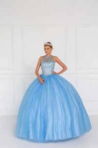 Elizabeth K GL1558 Tulle Dress with Jewels Embellished in Blue - SohoGirl.com