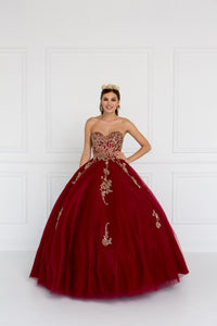Elizabeth K GL1560 Strapless Sweetheart Dress in Burgundy - SohoGirl.com