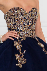 Elizabeth K GL1560 Strapless Sweetheart Dress in Navy Blue - SohoGirl.com