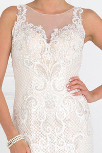 Elizabeth K GL1588 Lace Illusion Sweetheart Mermaid Long Dress in Ivory- Champagne - SohoGirl.com