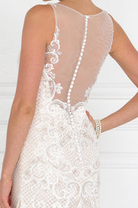 Elizabeth K GL1588 Lace Illusion Sweetheart Mermaid Long Dress in Ivory- Champagne - SohoGirl.com