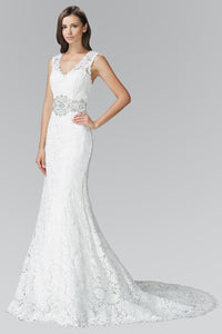 Elizabeth K GL2078 Lace Wedding Gown Chapel Train in Ivory - SohoGirl.com