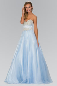 Elizabeth K GL2155 Quinceanera Beads and Pearls Embellished Bodice In Baby Blue - SohoGirl.com