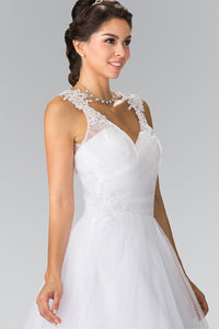 Elizabeth K GL 2202 Sweet hearted Embroidery Mesh Wedding Dress with Corset Back In White - SohoGirl.com
