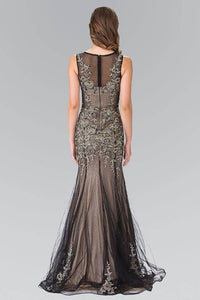 Elizabeth K GL2203 Sleeveless Embroidered Formal Dress in Black - SohoGirl.com