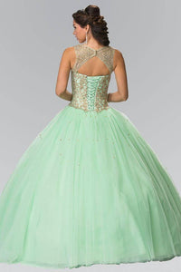 Elizabeth K GL2207 Sweetheart Illusion Embroidered Quinceanera Dress with Bolero in Mint - SohoGirl.com