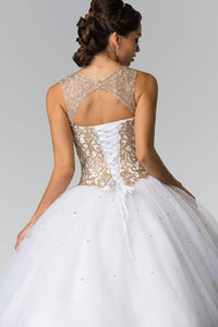 Elizabeth K GL2207 Sweetheart Illusion Embroidered Quinceanera Dress with Bolero in White - SohoGirl.com
