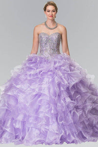 Elizabeth K GL2209 Ruffled Organza Quinceanera Dress in Lilac - SohoGirl.com