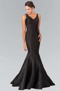 Elizabeth K GL2212 Beaded Strap Mermaid Tail Gown in Black - SohoGirl.com