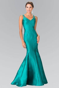 Elizabeth K GL2212 Beaded Strap Mermaid Tail Gown in Green - SohoGirl.com