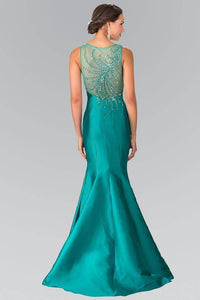 Elizabeth K GL2212 Beaded Strap Mermaid Tail Gown in Green - SohoGirl.com