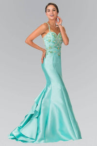 Elizabeth K GL2214 Ruffle-Back Sweetheart Dress in Tiffany - SohoGirl.com