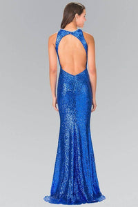 Elizabeth K GL2217 Open Back Sequin Embellished Dress in Royal Blue - SohoGirl.com