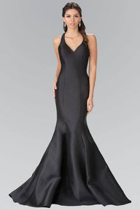 Elizabeth K GL2224 V-Neck Long Dress with Ruffles in Black - SohoGirl.com