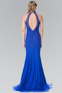 Elizabeth K GL2263 Beaded Sunray Tulle Long Dress in Royal Blue - SohoGirl.com
