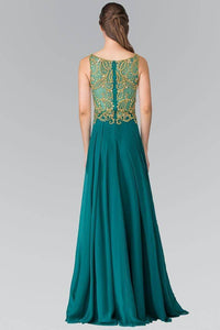 Elizabeth K GL2274 Beaded and Embellished Chiffon Overlay Gown in Green - SohoGirl.com