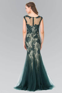 Elizabeth K GL2276 Floral Embroidered Lace and Tulle Full Length Gown in Green - SohoGirl.com