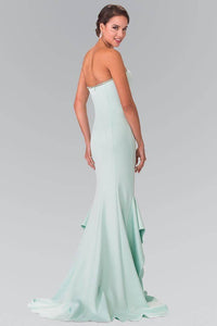 Elizabeth K GL2305 Beaded Strapless Sweetheart with Godet Tail in Tiffany - SohoGirl.com