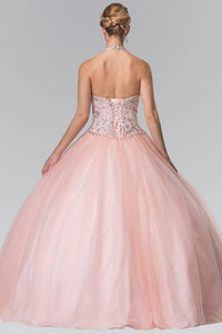 Elizabeth K GL2308 Halter Beaded Bodice Quinceanera Princess Dress in Blush - SohoGirl.com