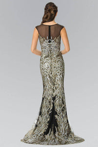 Elizabeth K GL2336 Shattered Full Beaded Long Dress in Black - SohoGirl.com