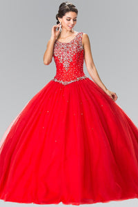 Elizabeth K GL2349 Beads Embellished Quinceanera Dress In Red - SohoGirl.com