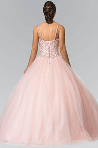 Elizabeth K GL2350 Sweetheart Beaded Strap Quinceanera Dress in Blush - SohoGirl.com