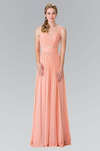 Elizabeth K GL2366 Sweetheart Cut Out Bridesmaids Long Dress in Coral - SohoGirl.com