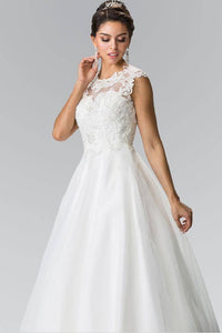 Elizabeth K GL2368 Lace Bodice A-Line Wedding Dress in Ivory - SohoGirl.com