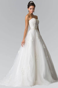 Elizabeth K GL2370 Lace Sweetheart Corset Long Wedding Dress in Ivory - SohoGirl.com